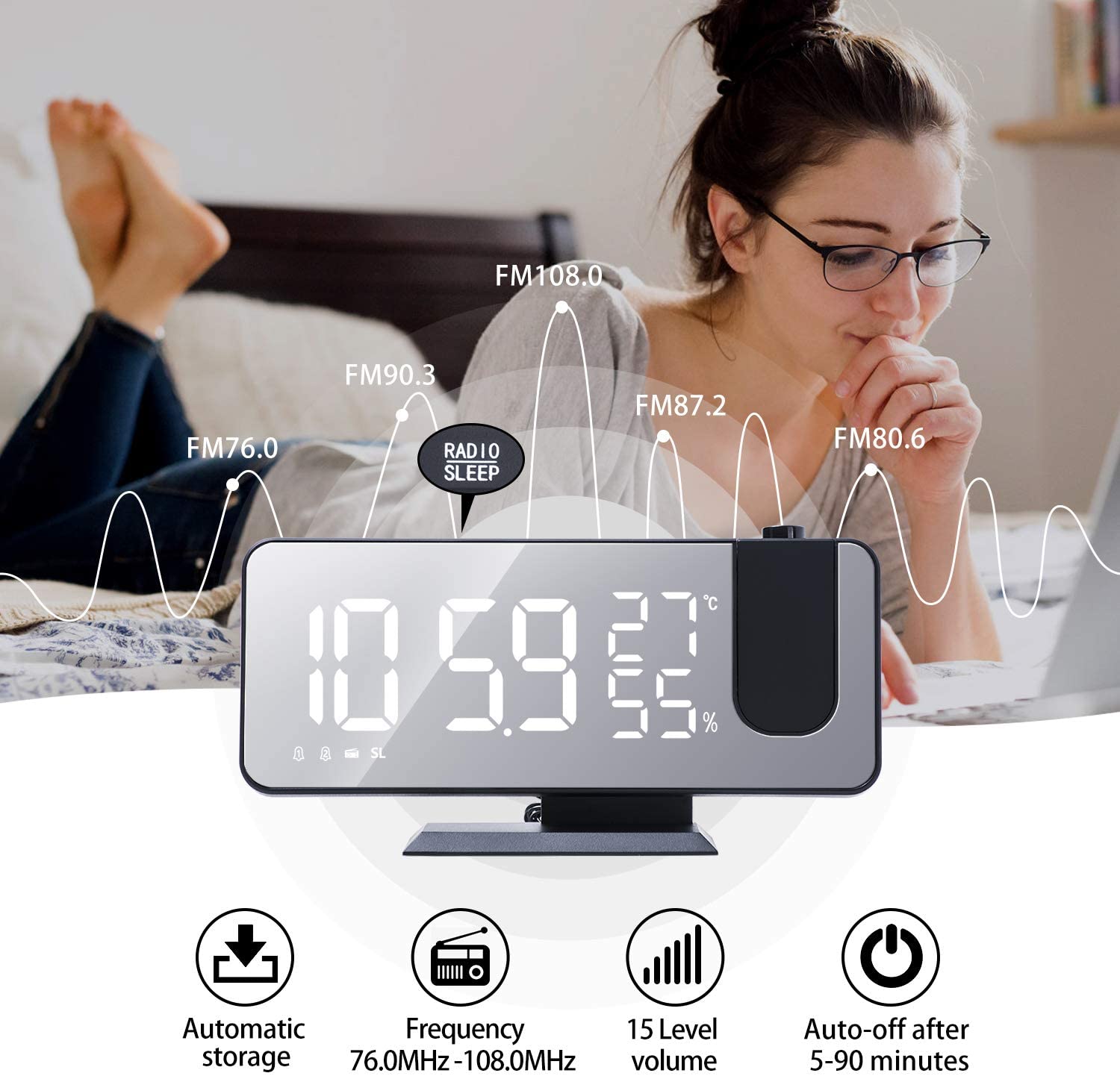 LED Projection Digital Alarm Clock Phone Charger - Mi tienda