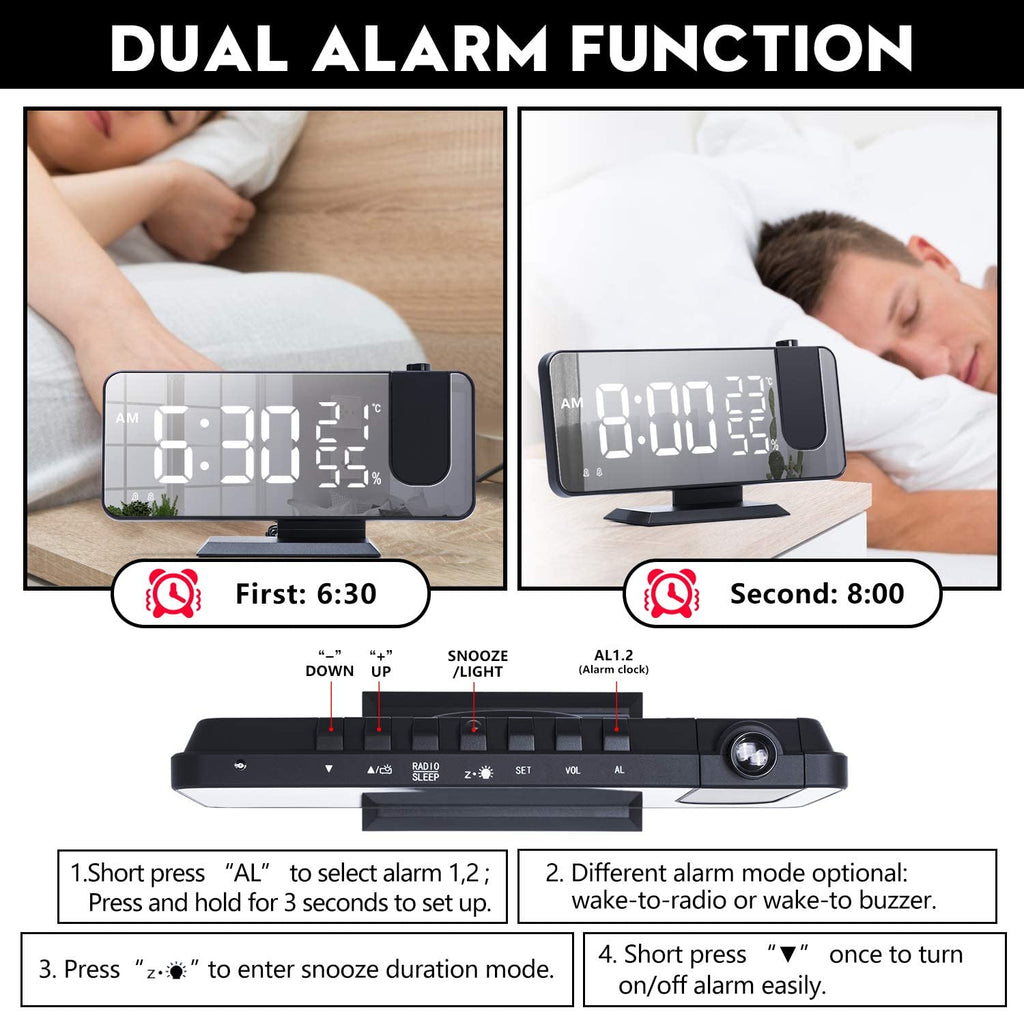 LED Projection Digital Alarm Clock Phone Charger - Mi tienda