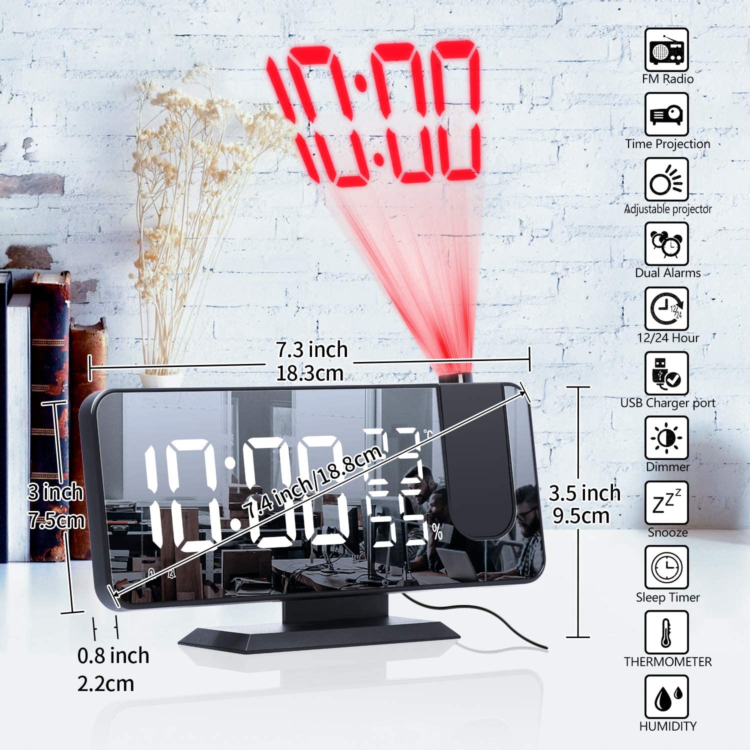 LED Projection Digital Alarm Clock Phone Charger - Mi tienda
