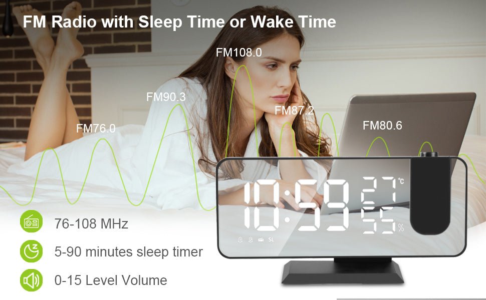 LED Projection Digital Alarm Clock Phone Charger - Mi tienda