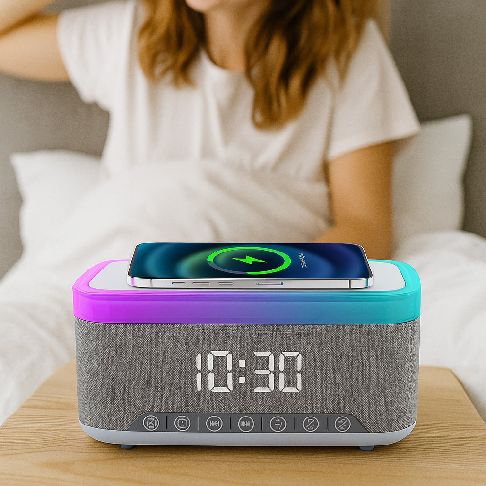 Desk-to-Bedside Power & Comfort Bundle – Sip & Charge 2-in-1 Mug Warmer + 5-in-1 Wireless Charging Alarm Clock Speaker - Mi tienda