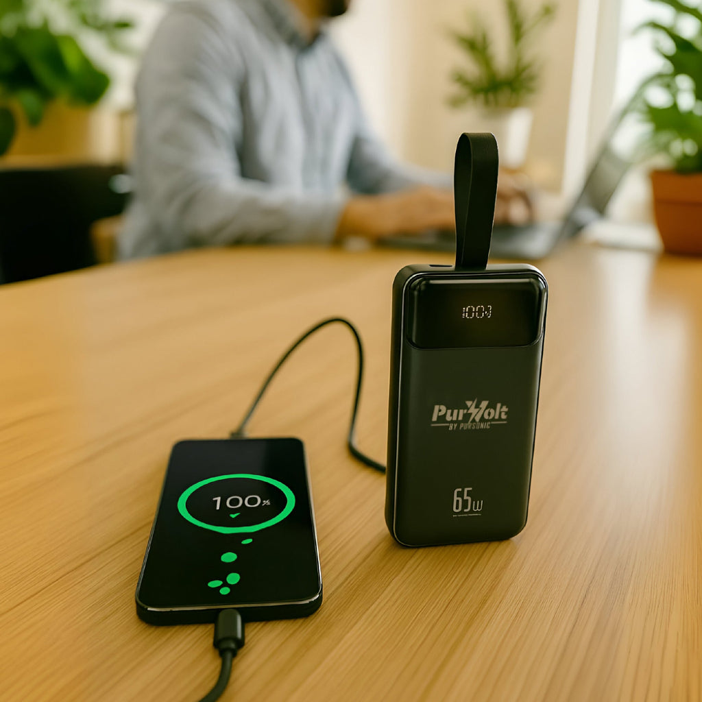 Pursonic Power Anywhere Bundle – PurVolt 40,000mAh Power Bank + LED Fast Charging Power Bank with Built-in Cables - Mi tienda