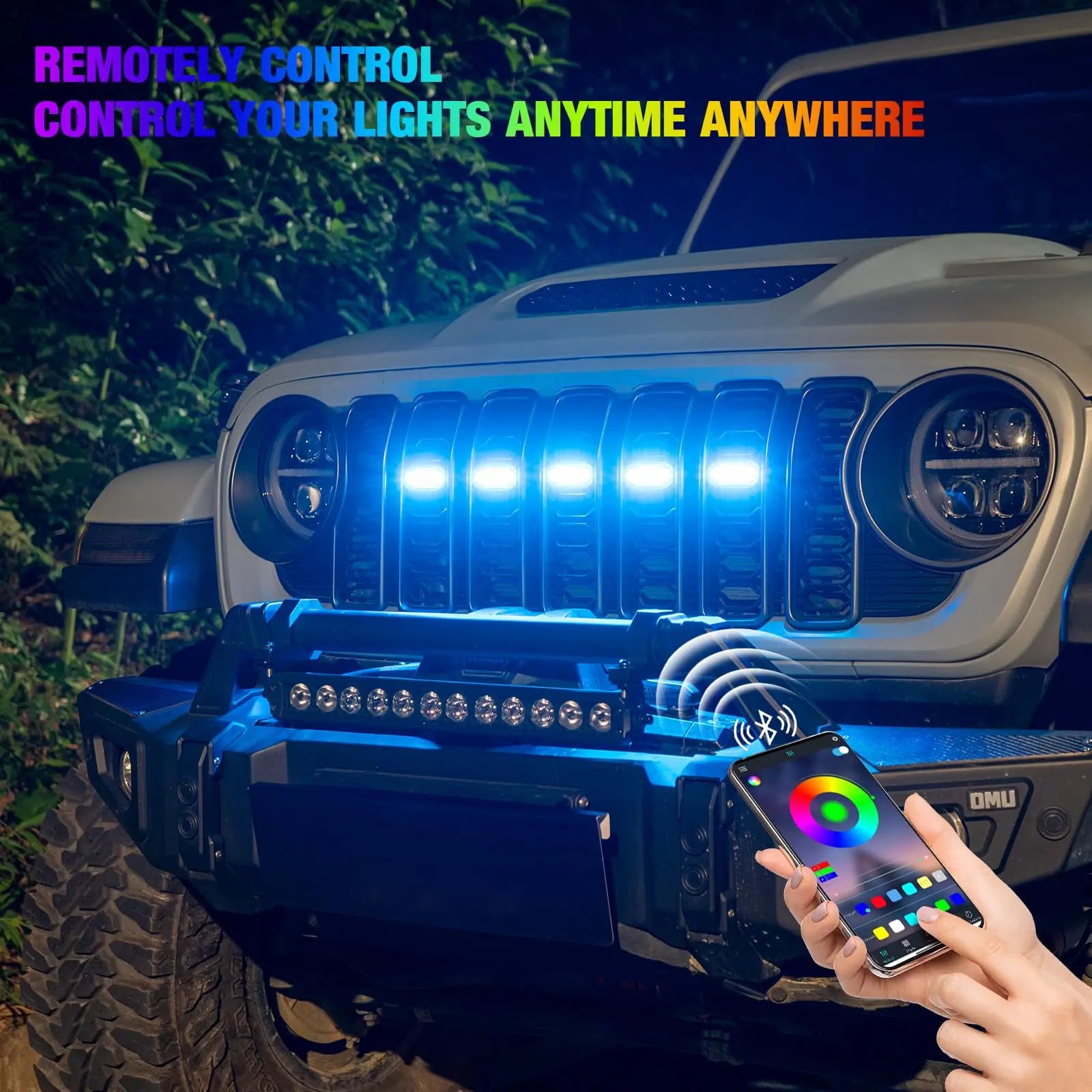 RGB LED Front Grille Lights for Jeep Wrangler JL / JLU / Gladiator JT (2024–2025) | MAIKER-4