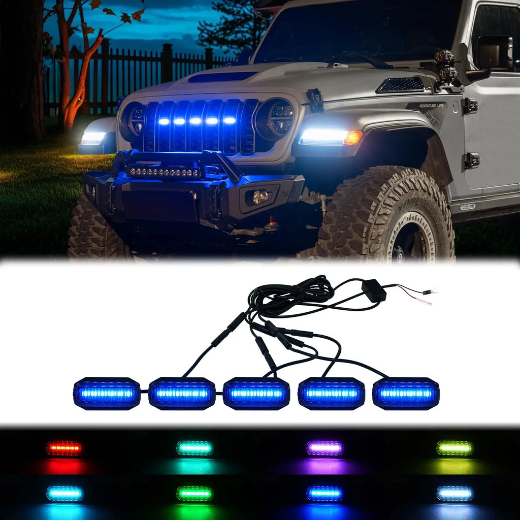 RGB LED Front Grille Lights for Jeep Wrangler JL / JLU / Gladiator JT (2024–2025) | MAIKER-0