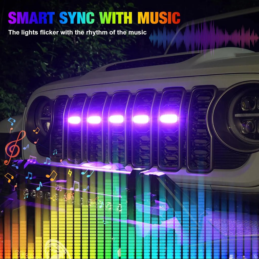 RGB LED Front Grille Lights for Jeep Wrangler JL / JLU / Gladiator JT (2024–2025) | MAIKER-3