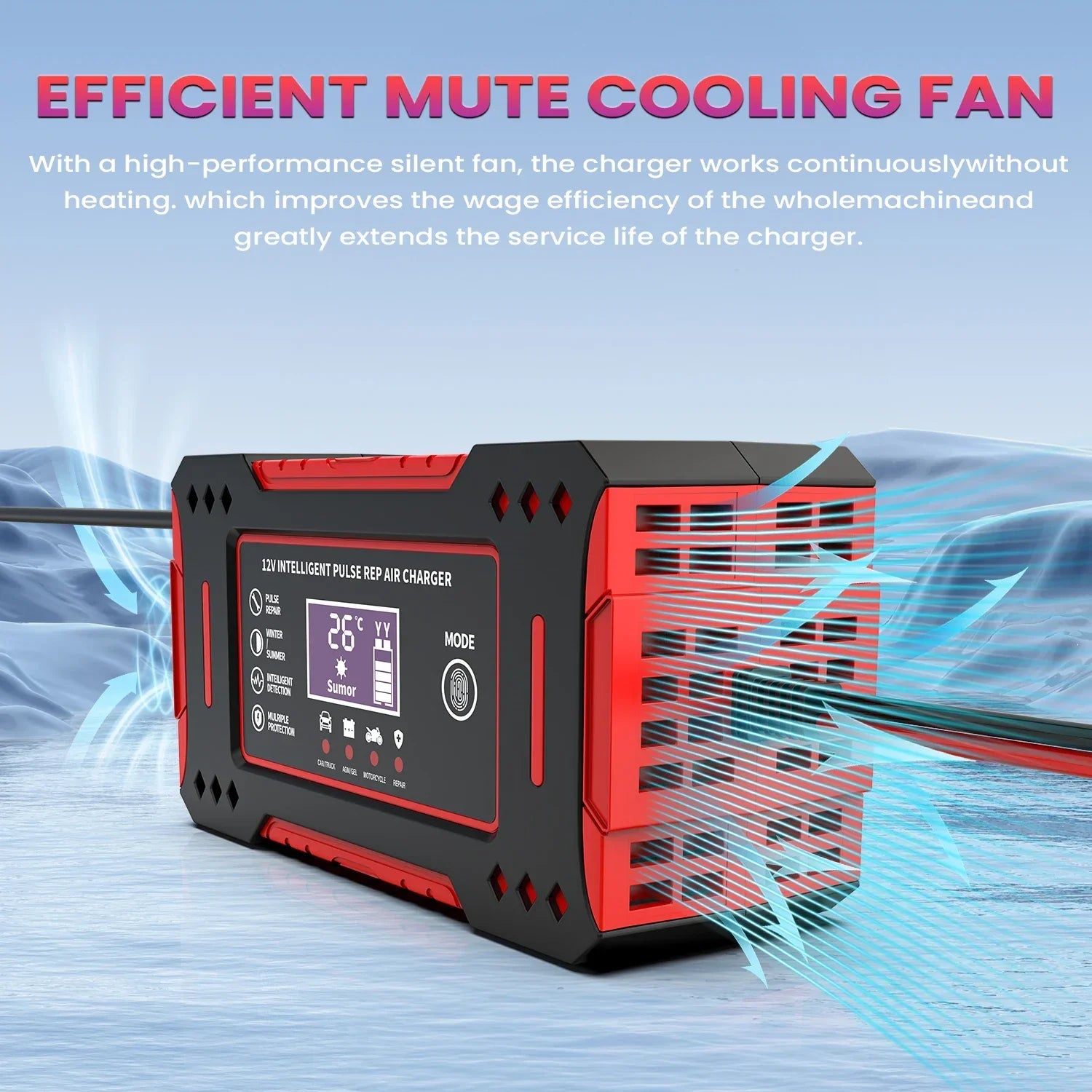 6A 12V Smart Car Battery Charger Lead-Acid Battery Red - Mi tienda