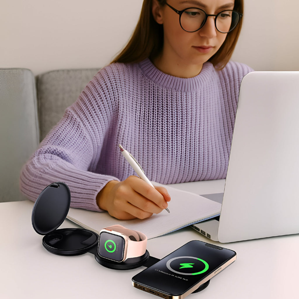 Ultimate 5-in-1 Tech Bundle: Folding Wireless Charger & Multi-Function Bedside Alarm Clock - Mi tienda