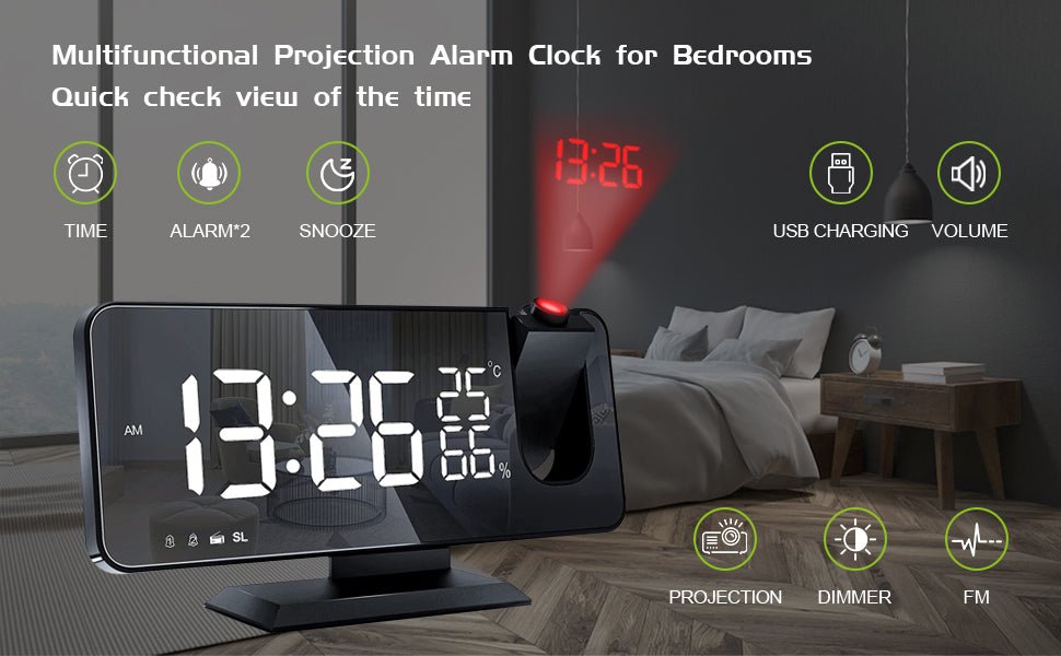 LED Projection Digital Alarm Clock Phone Charger - Mi tienda