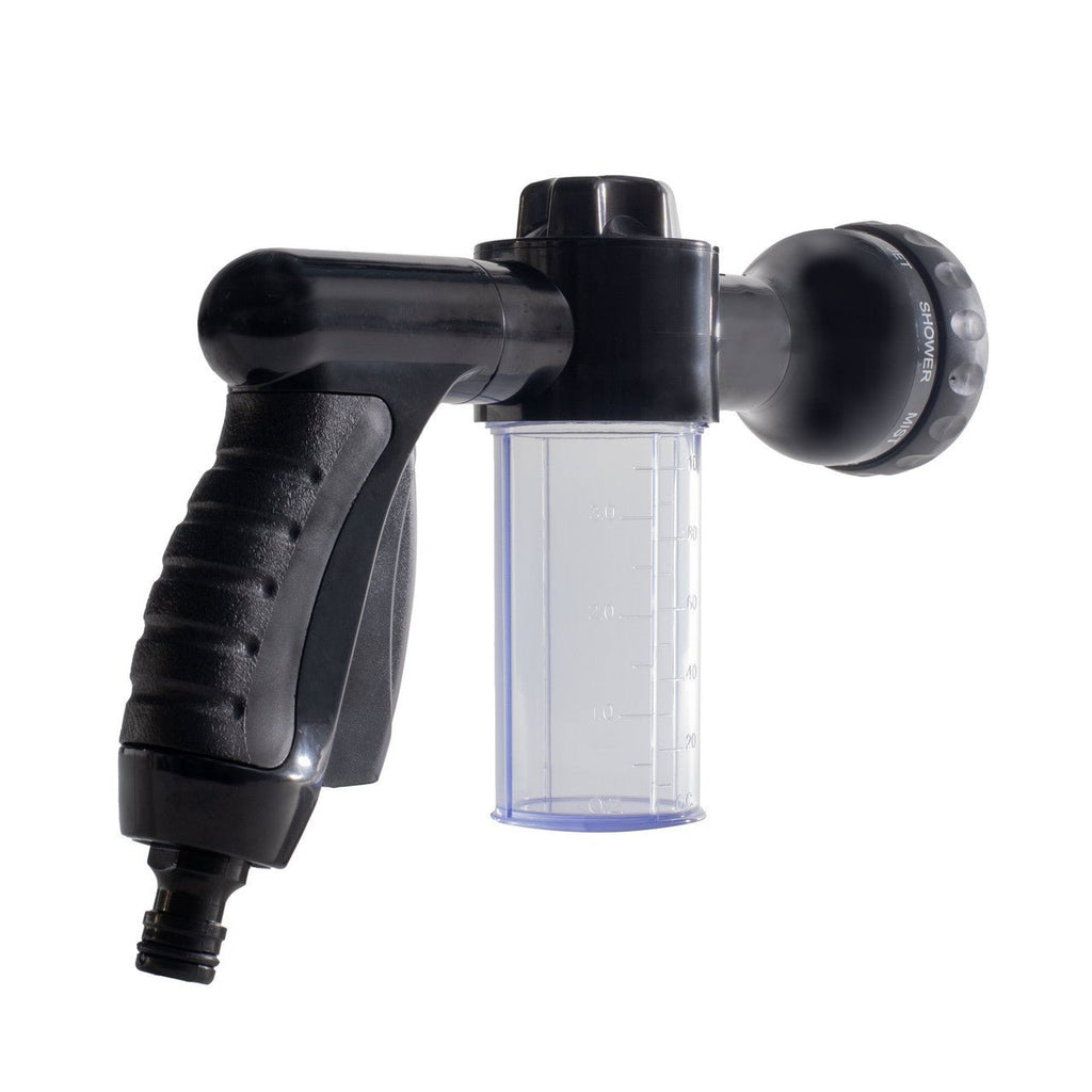MOTIVITY High Pressure Spray Nozzle with Soap Dispenser for Car Washing, Pet Bathing, or Lawn Treatment, 8 Spray Patterns - Mi tienda