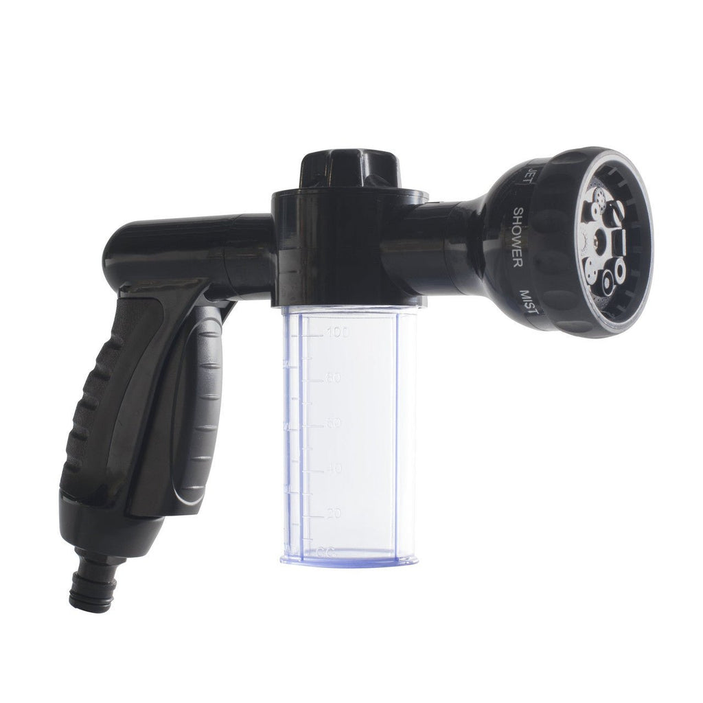 MOTIVITY High Pressure Spray Nozzle with Soap Dispenser for Car Washing, Pet Bathing, or Lawn Treatment, 8 Spray Patterns - Mi tienda